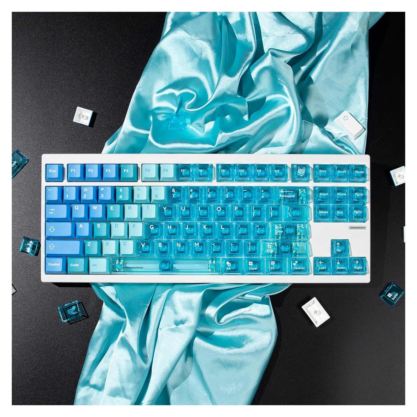 Teclas Mecánicas PBT Transparentes SUEHIODHY Azul 156 Teclas