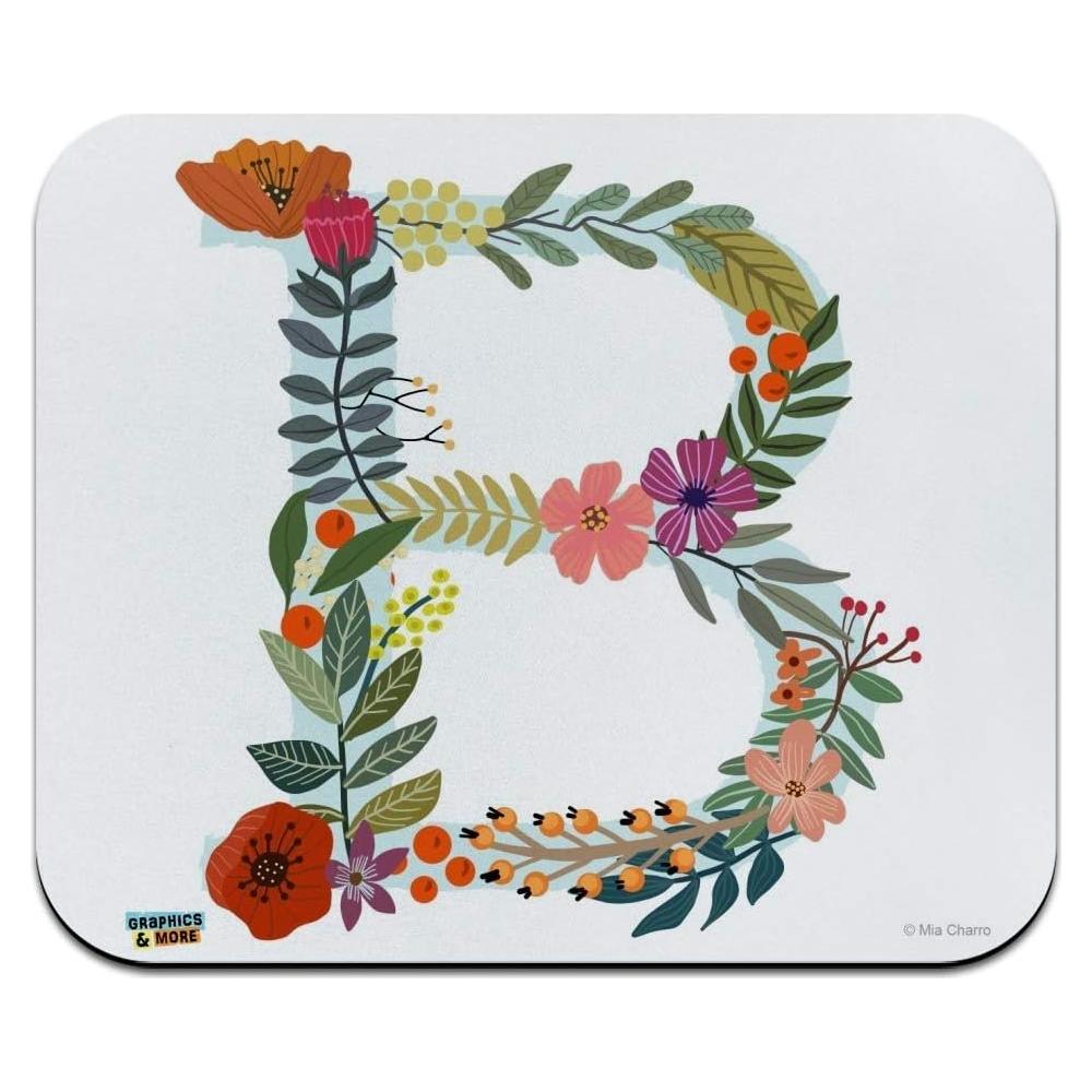 Alfombrilla de Ratón Monograma Floral B Graphics & More 23.6x19.8cm