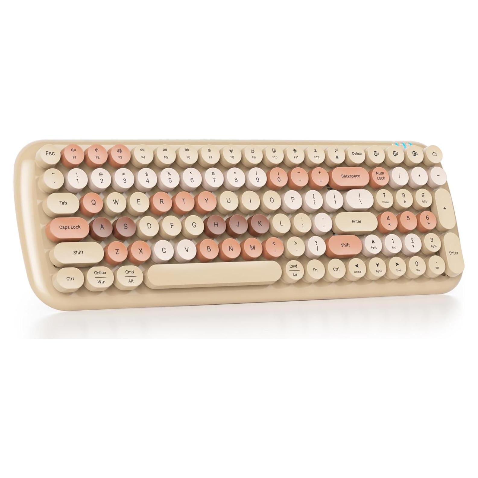 Teclado Inalámbrico Bluetooth Mosptnspg 100 Teclas Retro Colorido