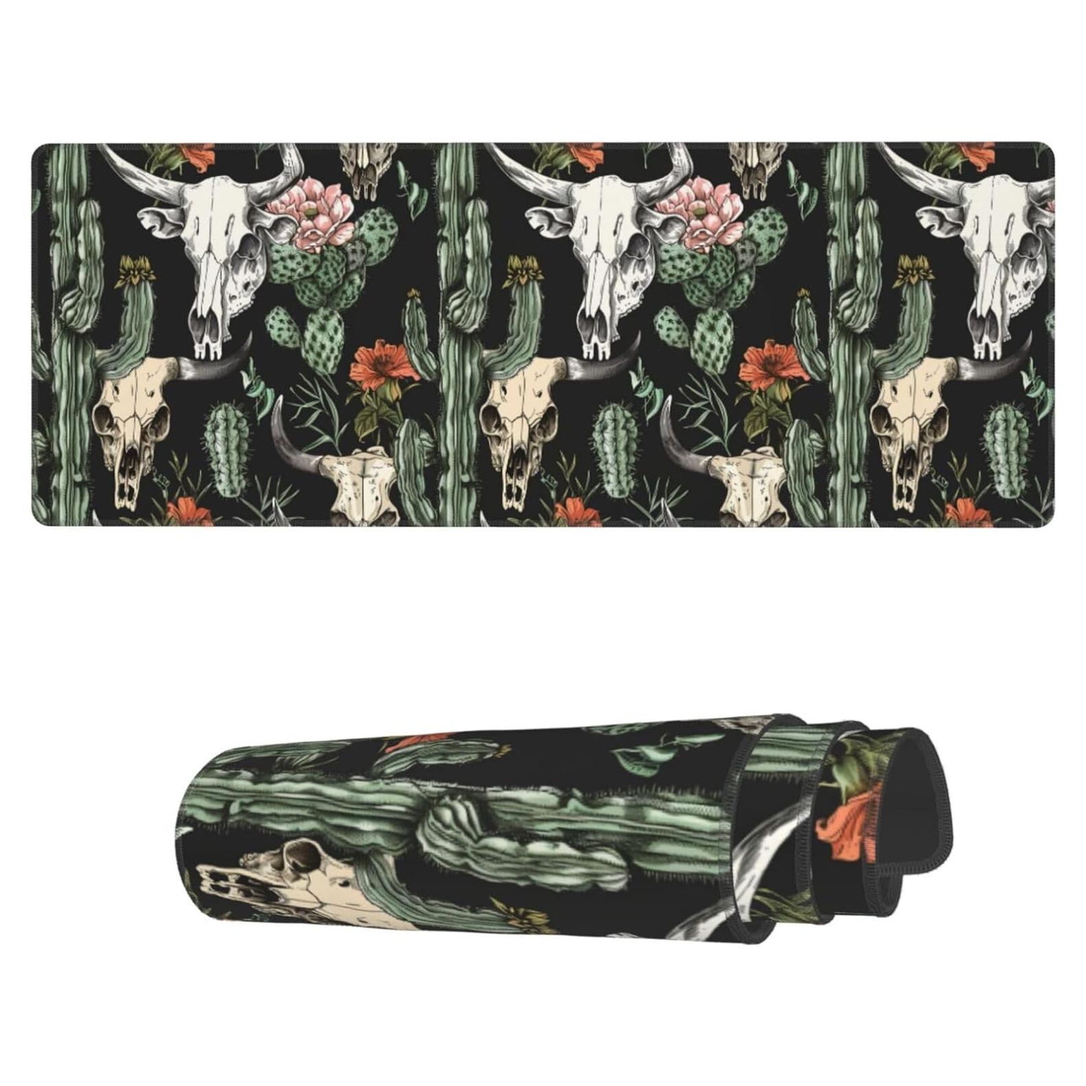 Alfombrilla de Ratón Grande Famame Cactus Cráneo de Toro 80x30 cm