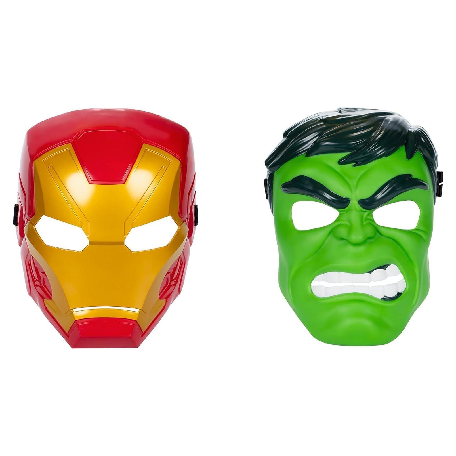 Paquete de 2 Máscaras de Héroes Marvel Avengers - Iron Man y Hulk