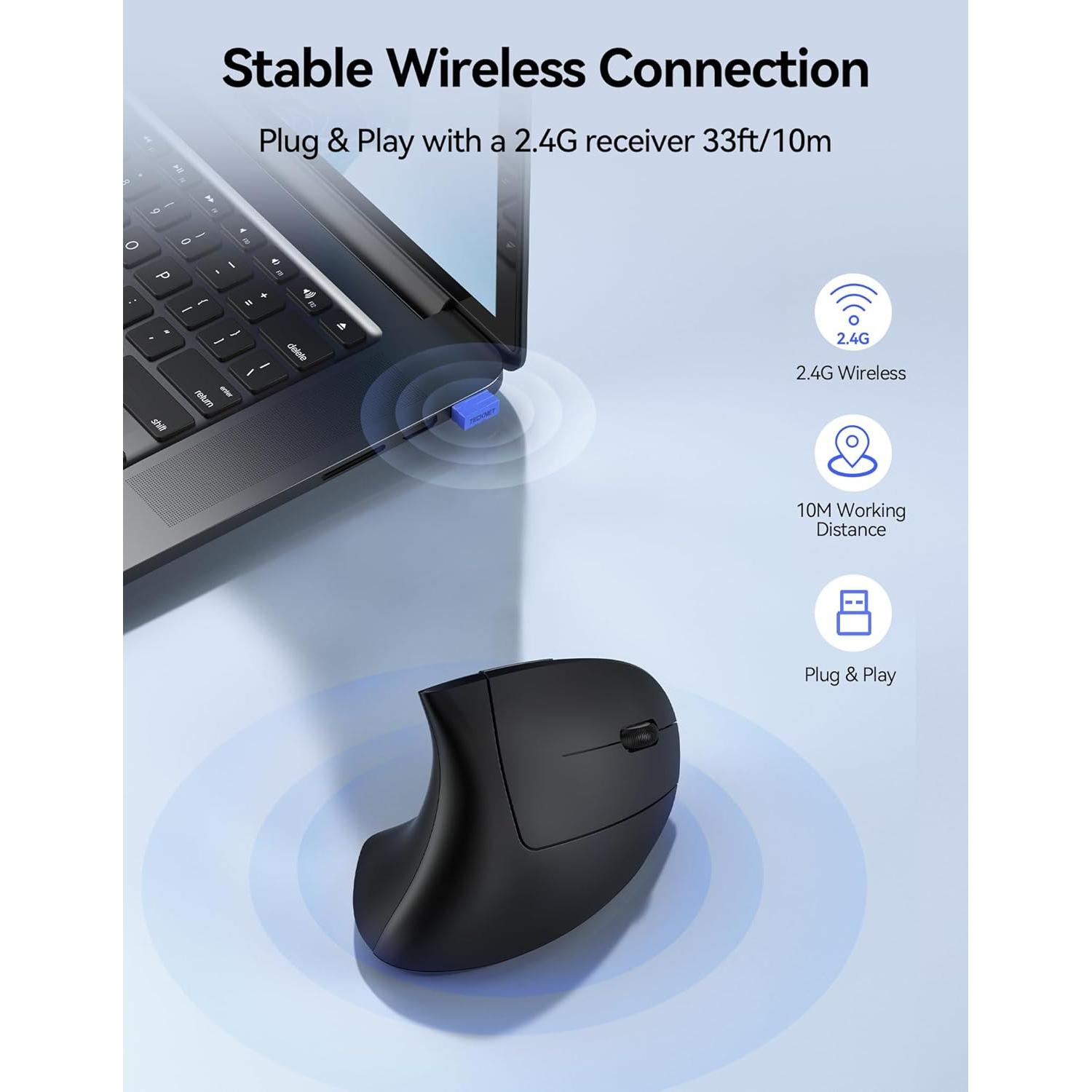 Ratón Ergonómico Inalámbrico TECKNET Vertical 5 DPI Ajustables