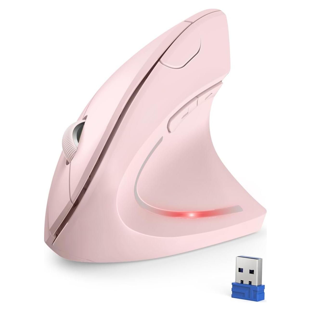 Ratón Vertical Inalámbrico Ergonómico TECKNET Rosa - 4800 DPI