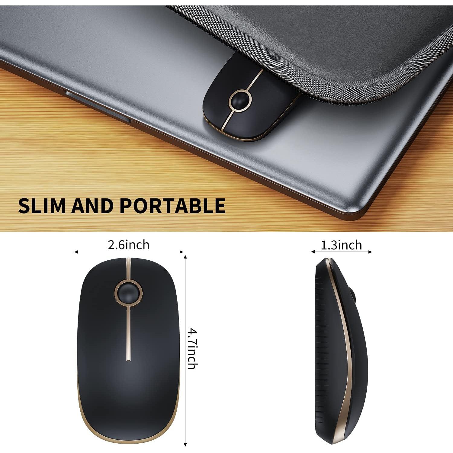Ratón Inalámbrico Vssoplor Slim 2.4G Negro y Dorado
