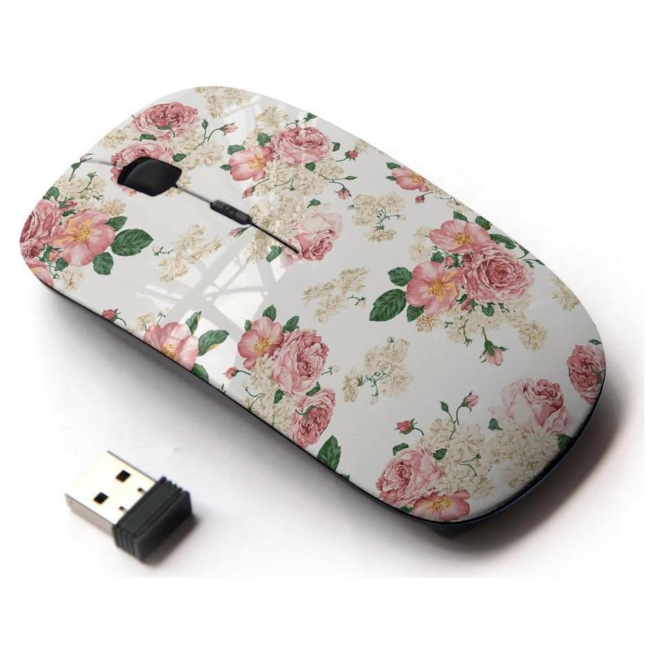 Ratón Inalámbrico Óptico KawaiiMouse Floral Vintage 2.4G