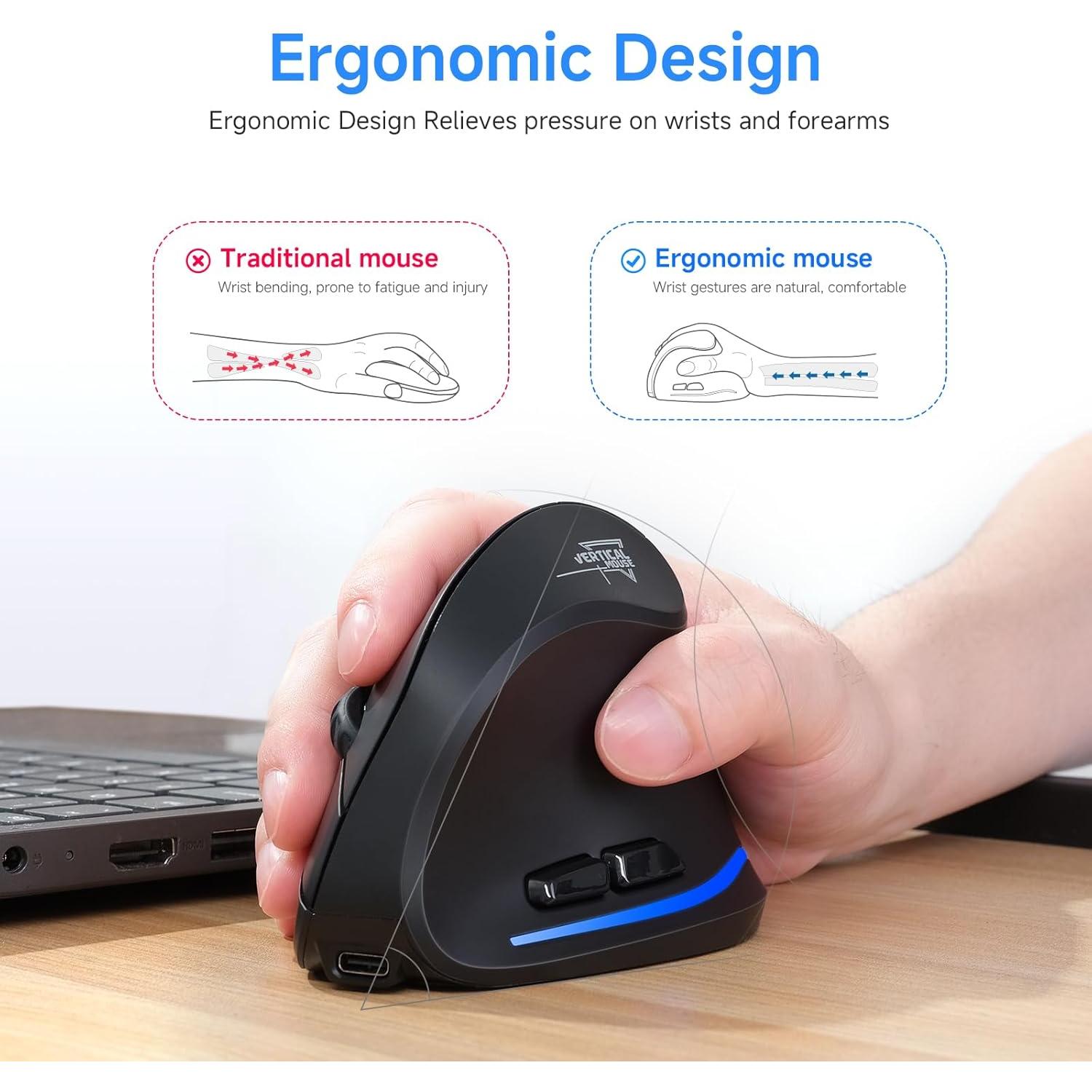 Mouse Inalámbrico Ergonómico ECHTPower F35B Vertical Bluetooth