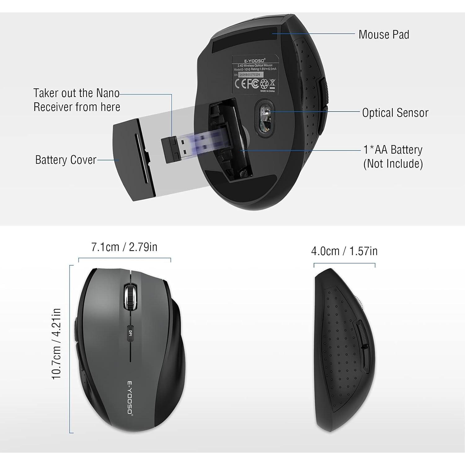 Ratón Inalámbrico E-YOOSO E-1010 Óptico 4800 DPI Gris