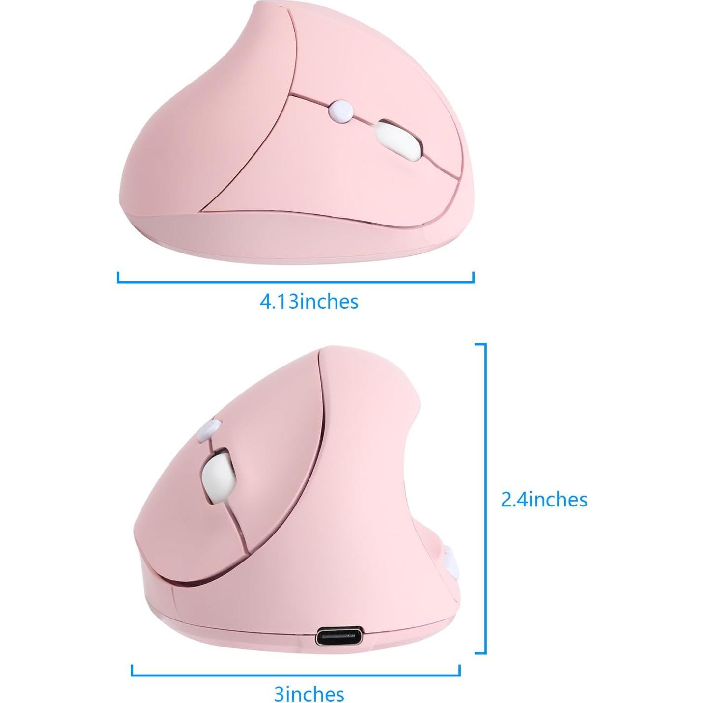 Ratón Ergonómico Inalámbrico VicTsing Rosa Recargable 1600DPI