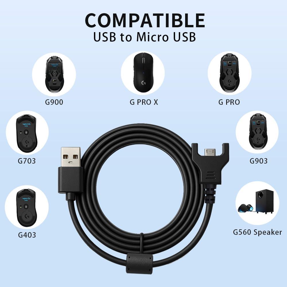 Cable de Carga USB 1.83m Logitech G403 G703 G900 G903
