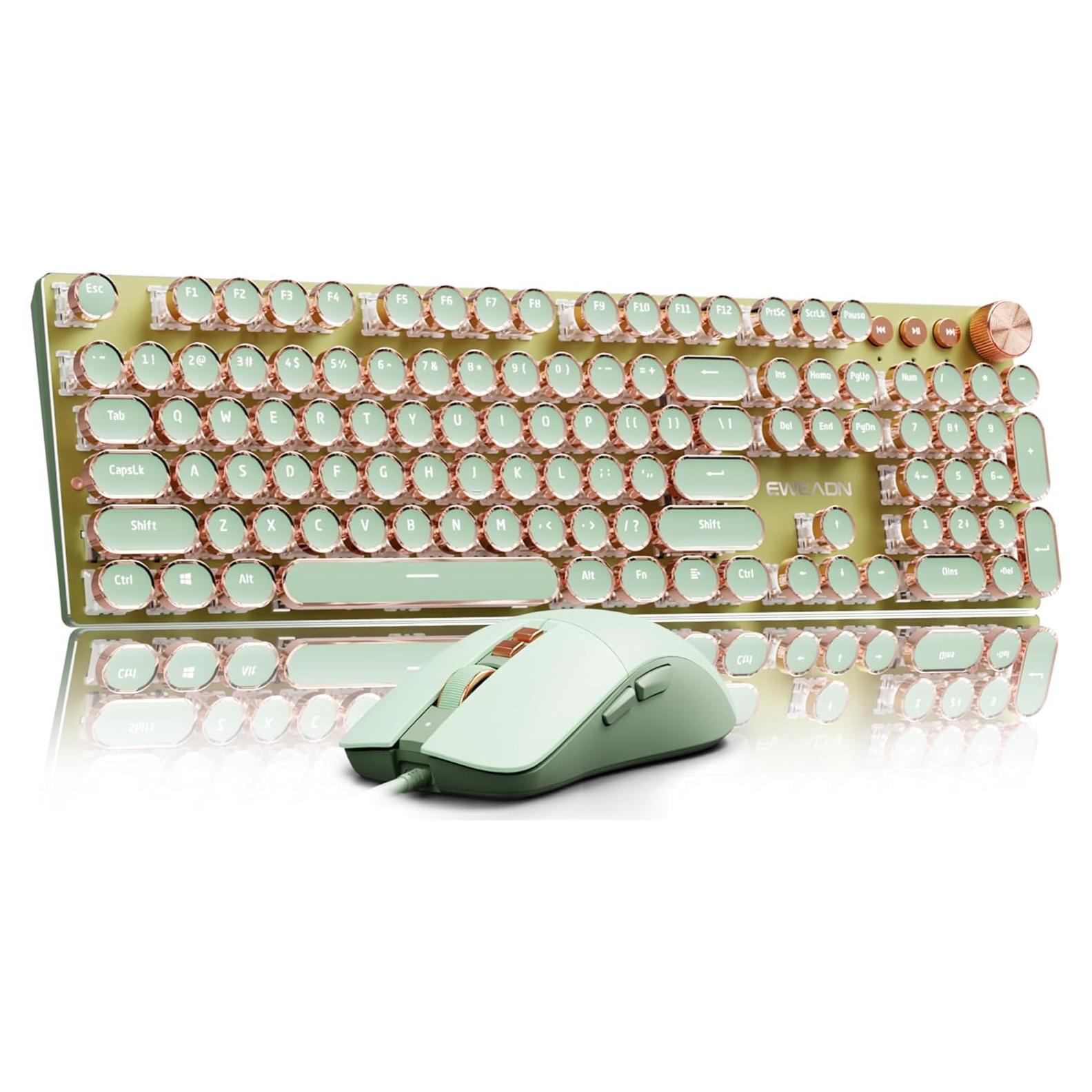 Combo Teclado Mecánico EWEADN con Ratón Cableado Verde
