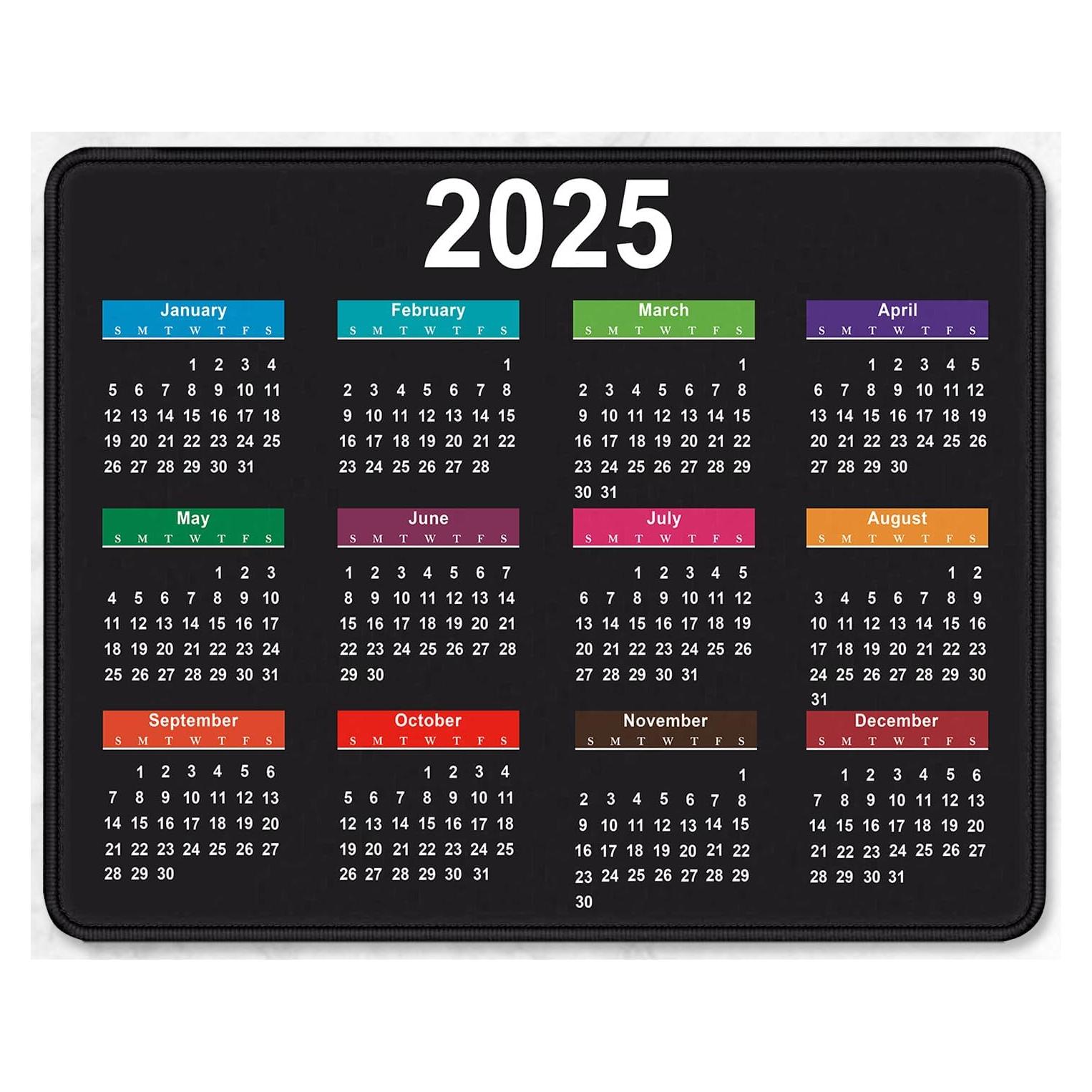 Alfombrilla de Ratón LQFIWSS con Calendario 2025 Negra 24x20cm