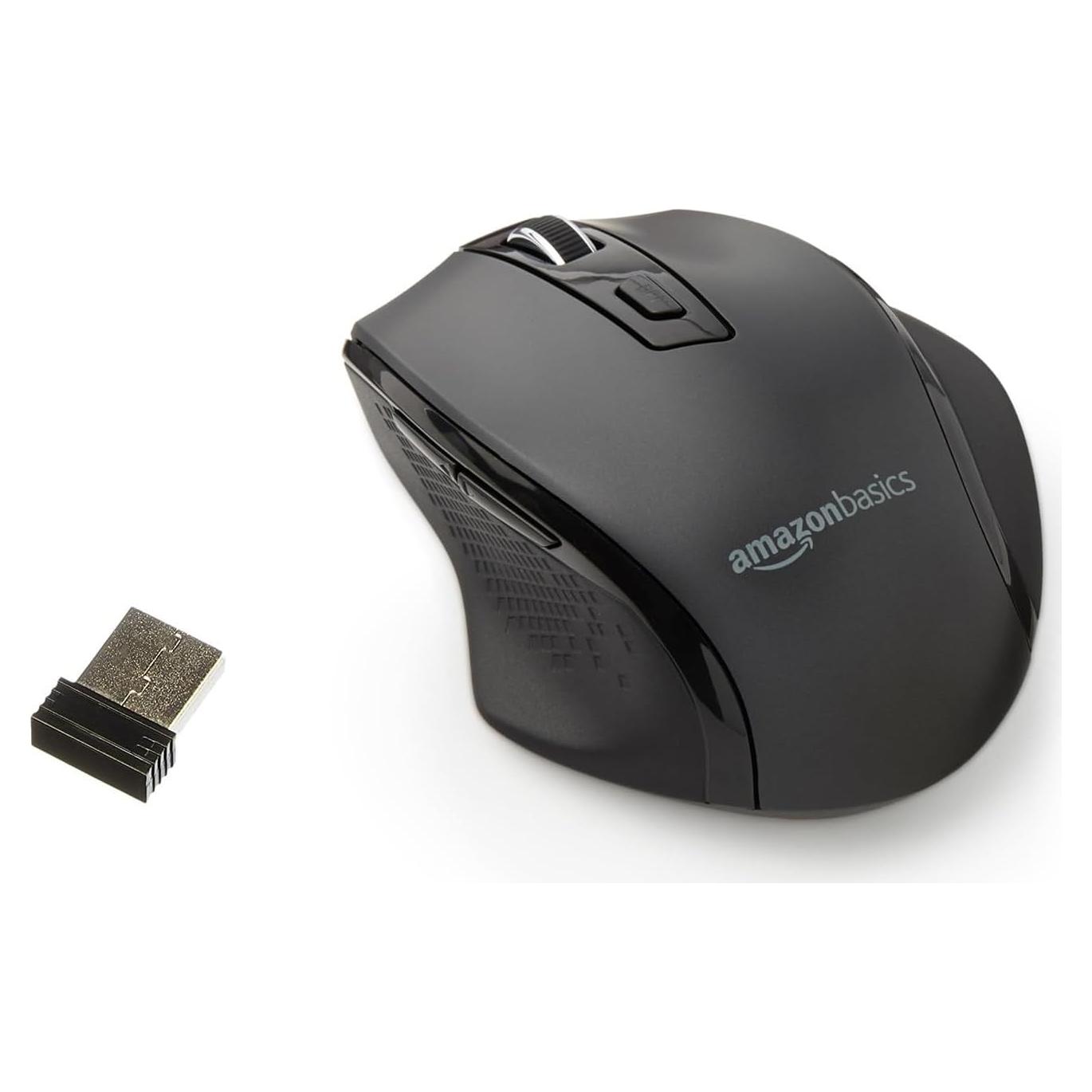 Ratón Inalámbrico Ergonómico Amazon Basics Negro 2.4 GHz