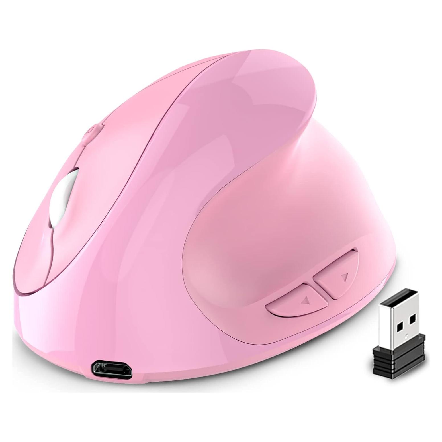 Ratón Vertical Ergonómico Inalámbrico Attoe Rosa 800/1200/1600 DPI