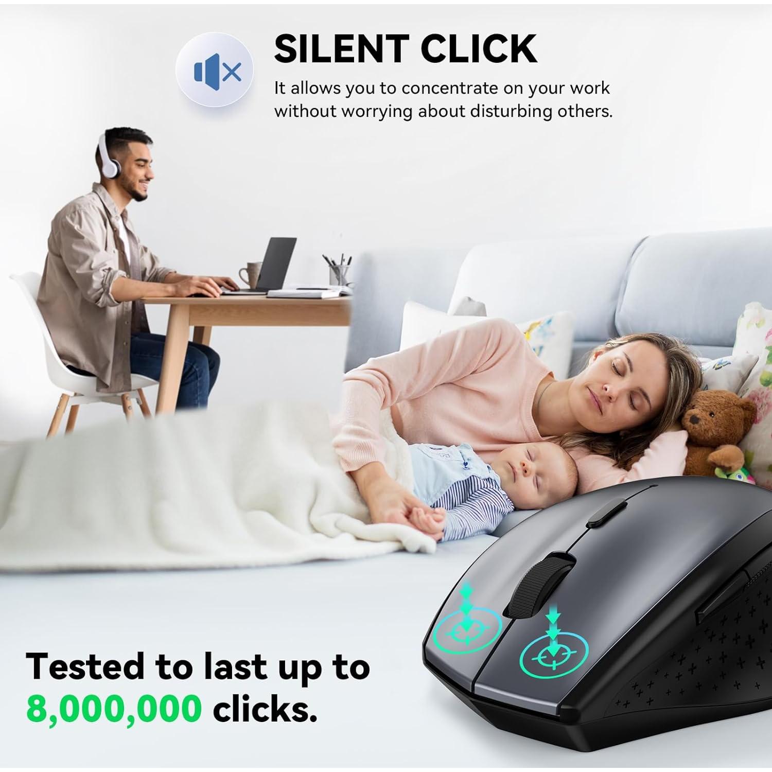 Ratón Inalámbrico TECKNET 4800 DPI Ergonómico Gris