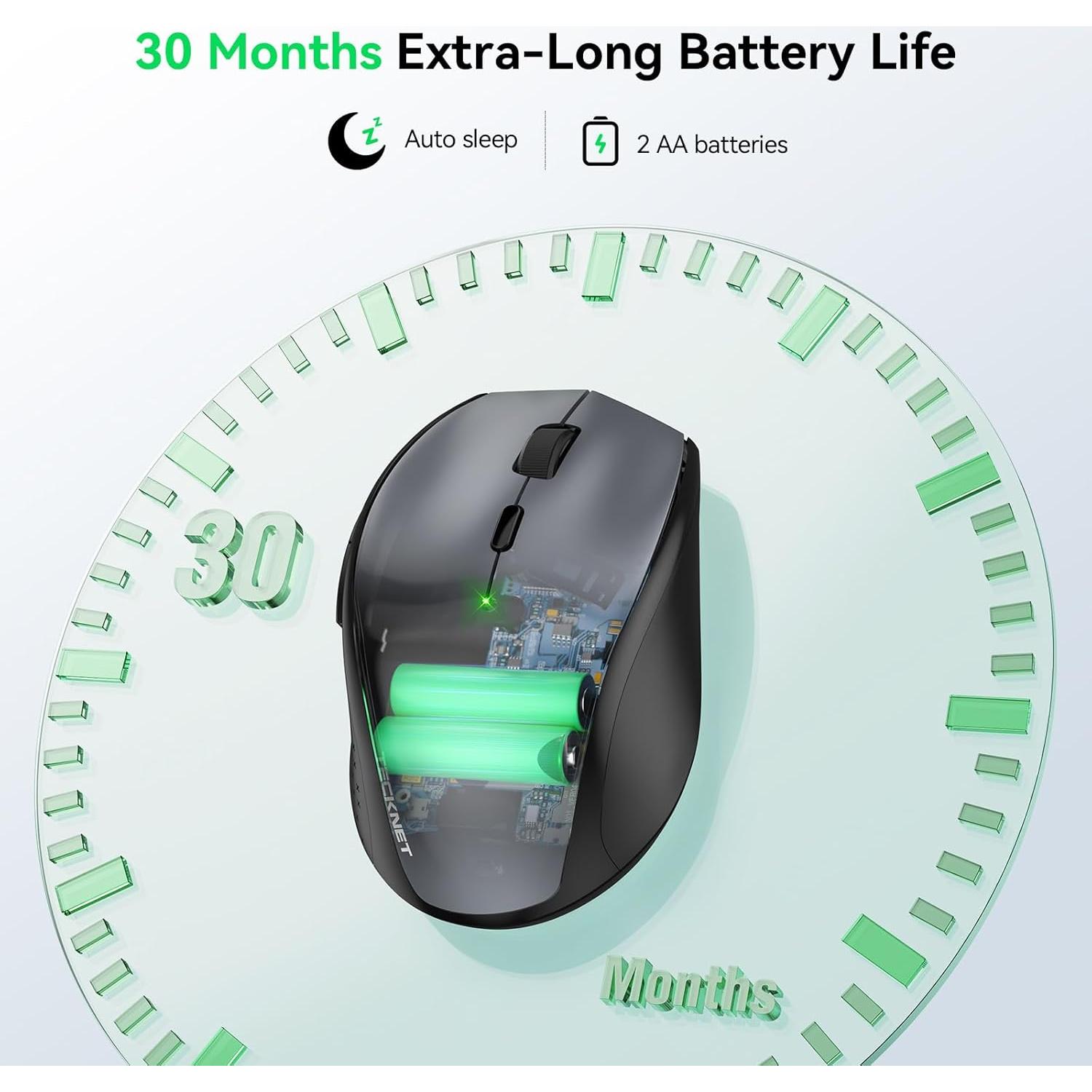 Ratón Inalámbrico TECKNET 4800 DPI Ergonómico Gris