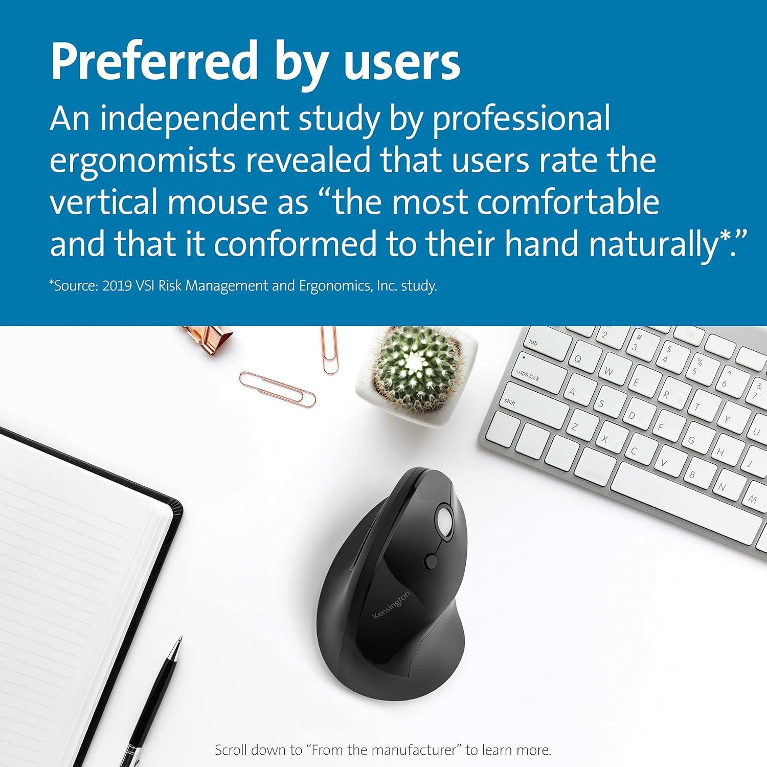 Mouse Inalámbrico Vertical Kensington Pro Fit Ergo Negro