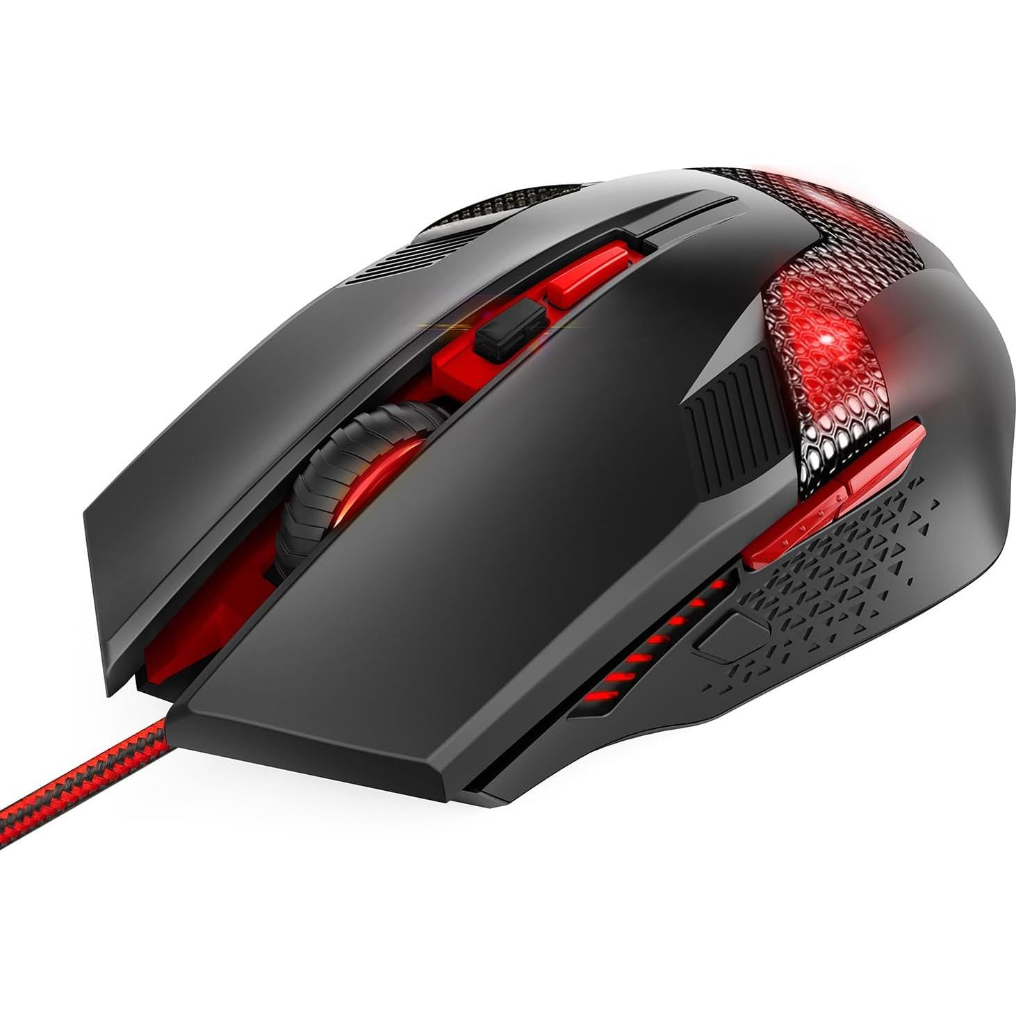 Ratón Gaming TECKNET USB 8000 DPI 6 Botones RGB Rojo