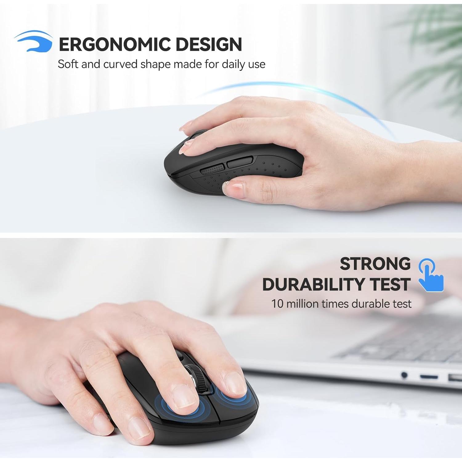 Ratón Inalámbrico TECKNET 4000DPI Bluetooth y USB-A Negro