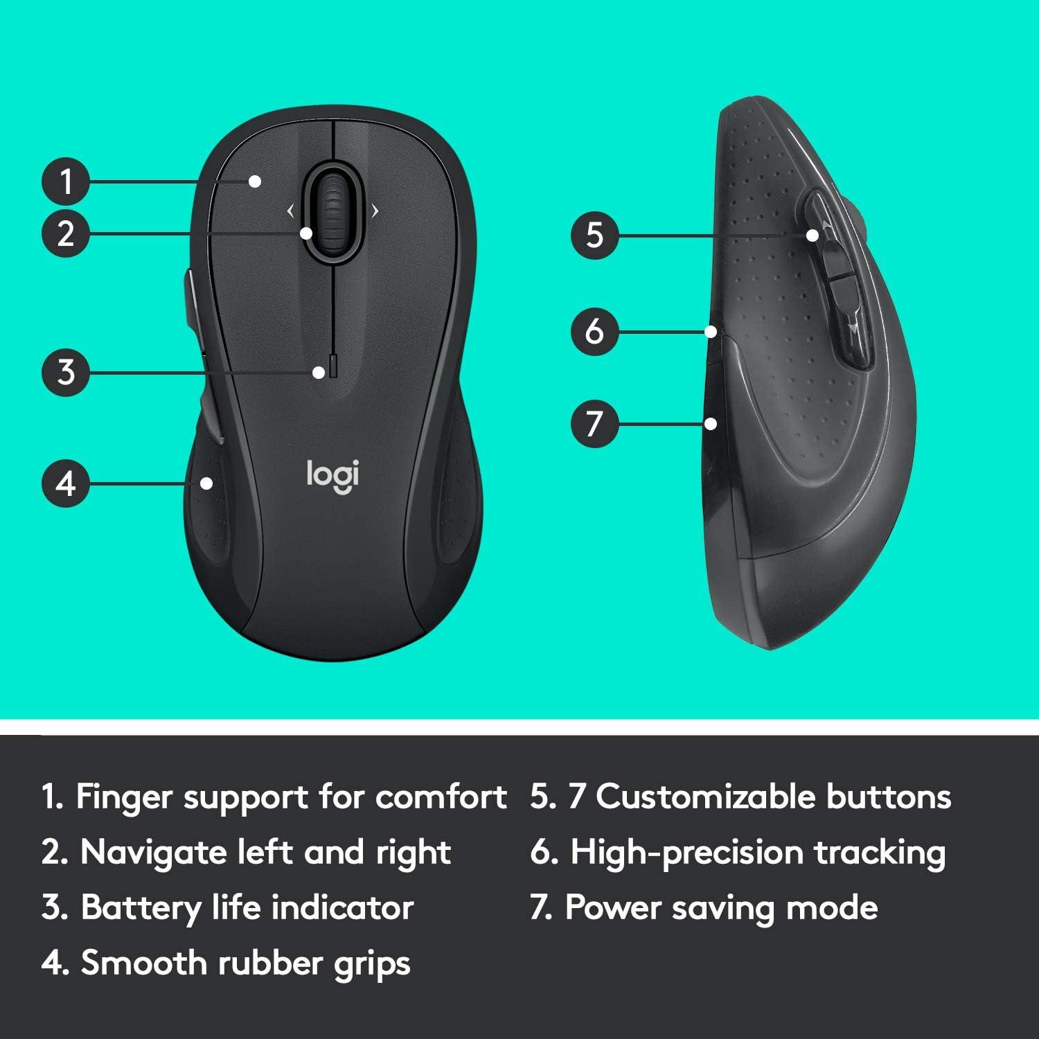 Ratón Inalámbrico Logitech M510 Grafito - Ergonomía y Control