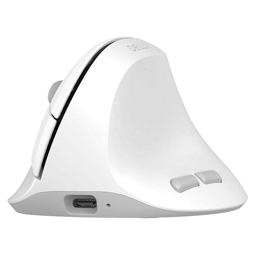 DeLUX Ergonomic Mouse Wireless for Small Hands, Rechargeable Vertical Mouse, 84g Lightweight, 4000 DPI, 6 Buttons, 2.4G + BT 5.2 Dual-Mode for Carpal Tunnel, for Window, MacOS, Laptop (M618Air-White)