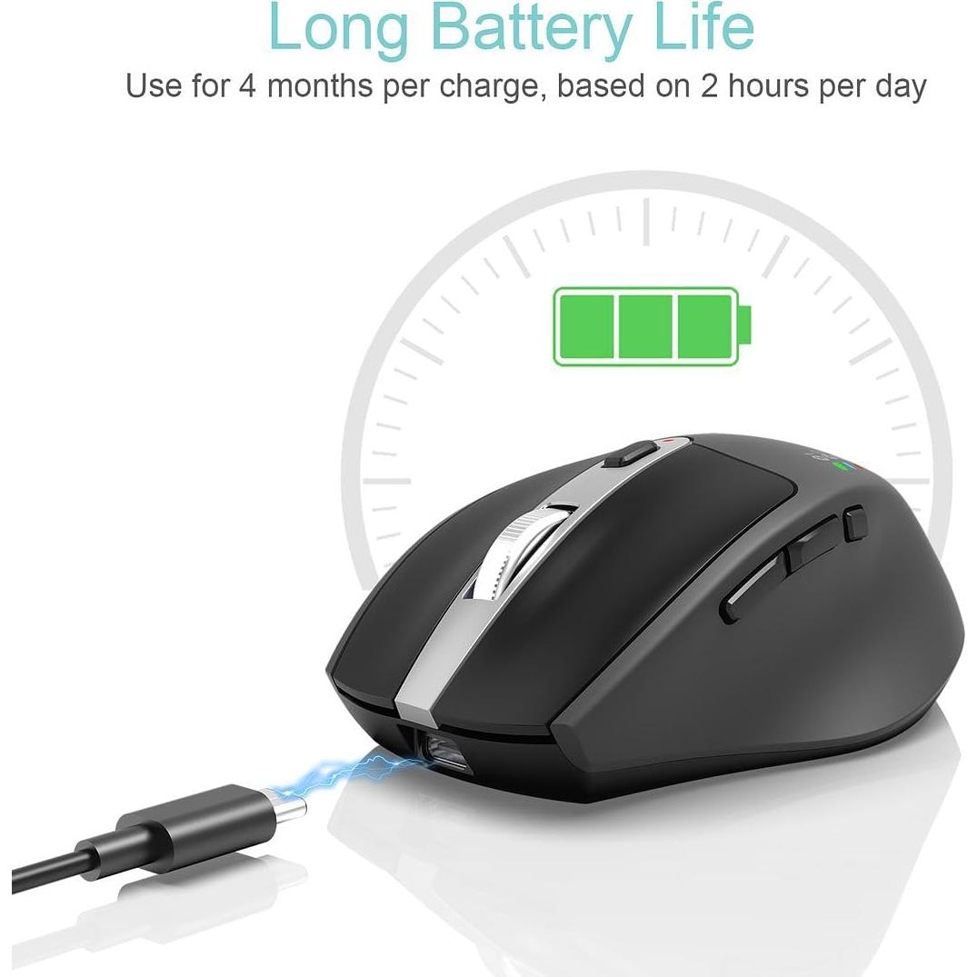 Ratón Inalámbrico Bluetooth Arteck MB167 Ergonómico 7 Botones