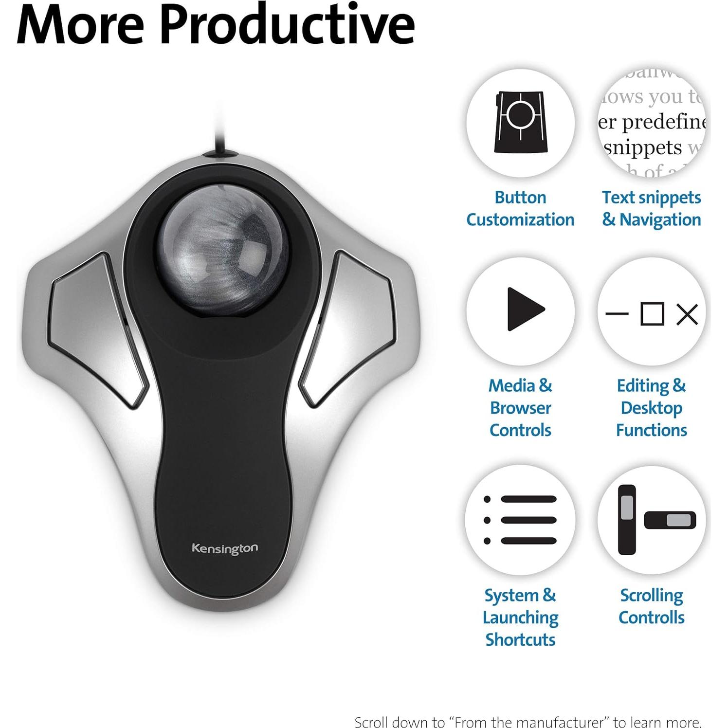 Mouse Trackball Kensington Orbit K64327F Plata/Negro Óptico