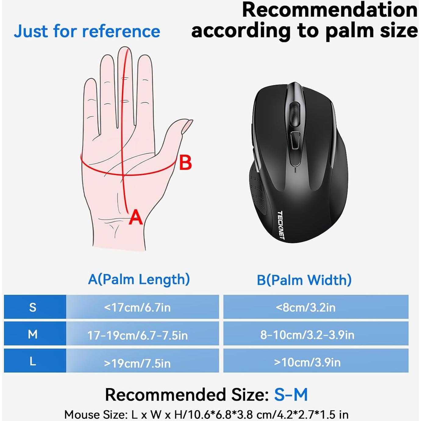 Ratón Inalámbrico Recargable TECKNET Negro 6 DPI Ajustables