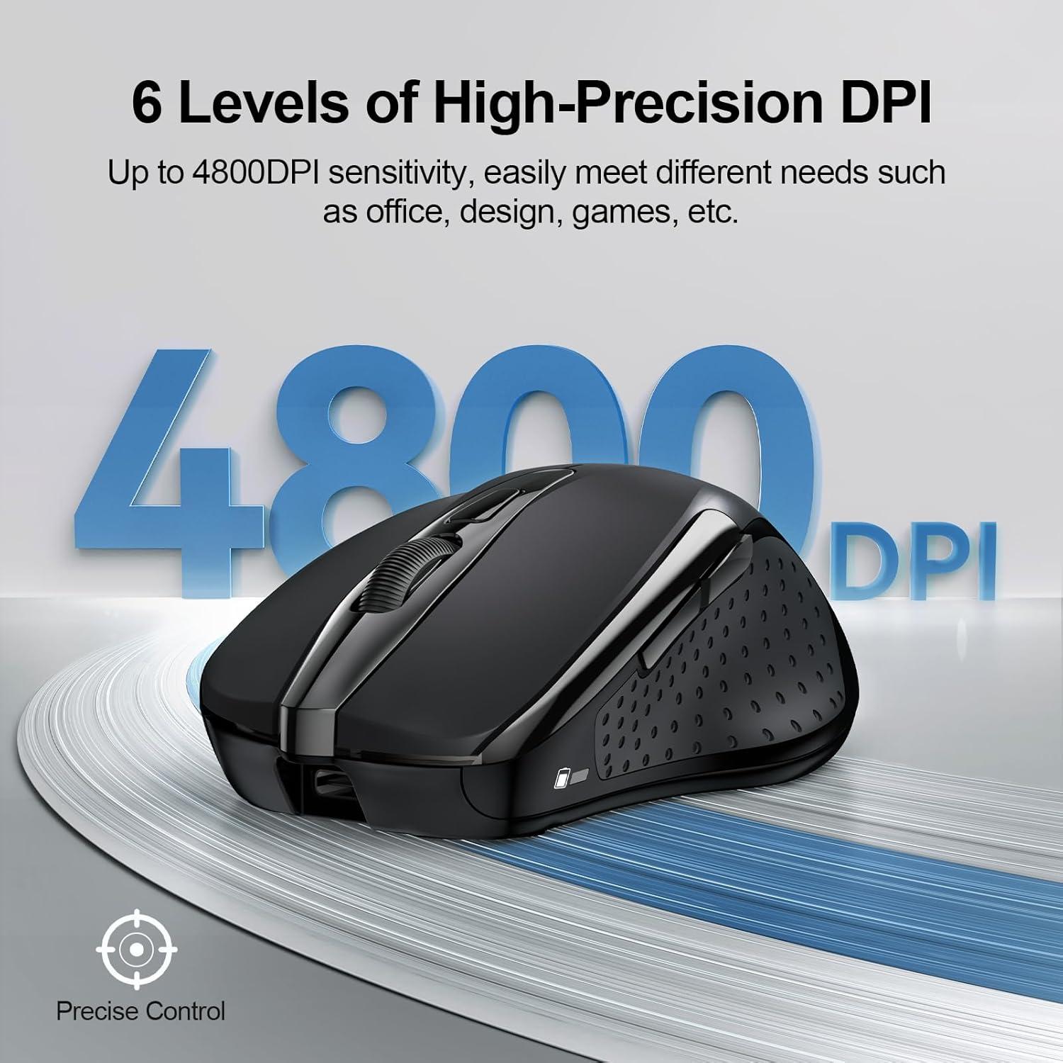 Ratón Inalámbrico Recargable TECKNET Negro 6 DPI Ajustables