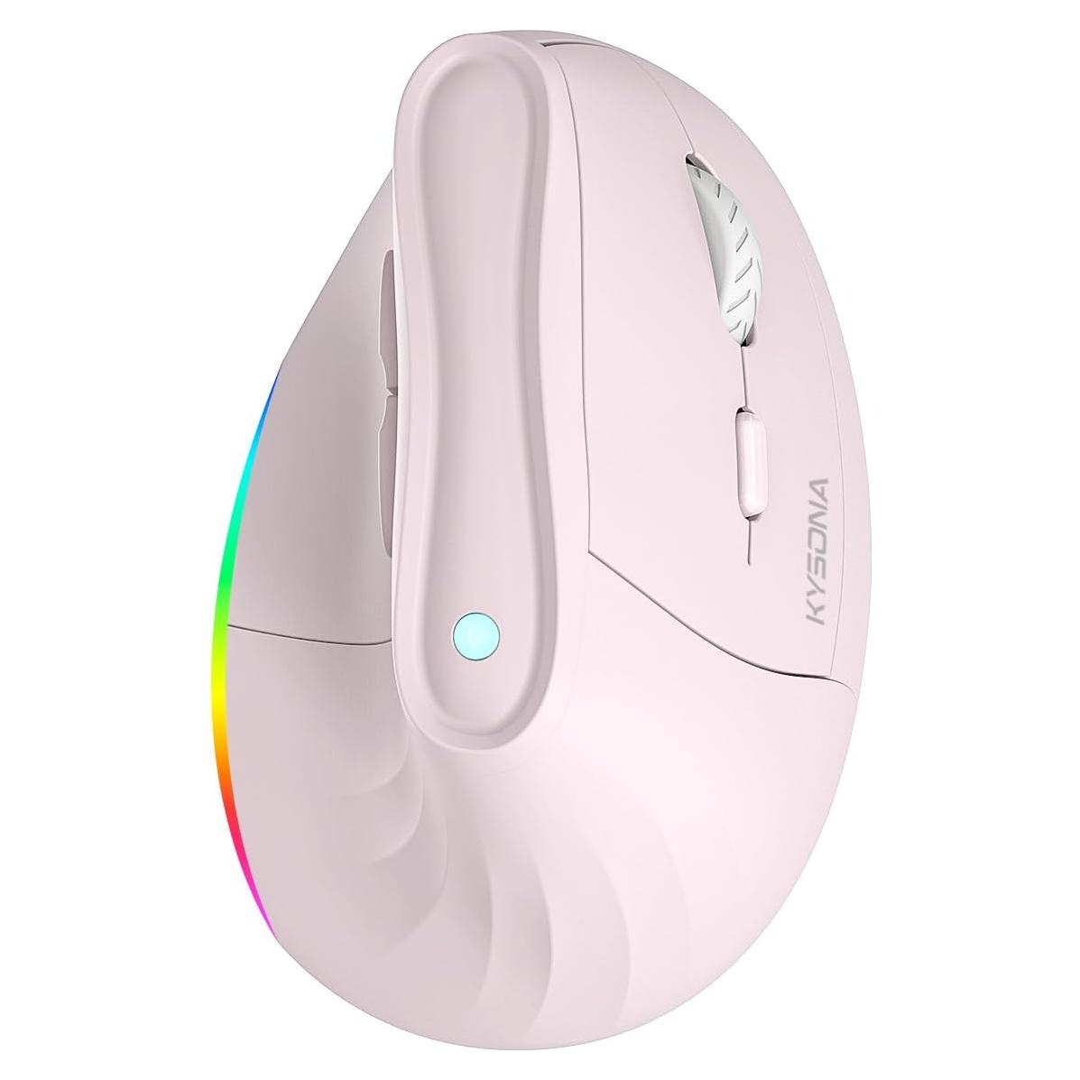 Ratón Inalámbrico Ergonómico Kysona EM9 Rosa Recargable