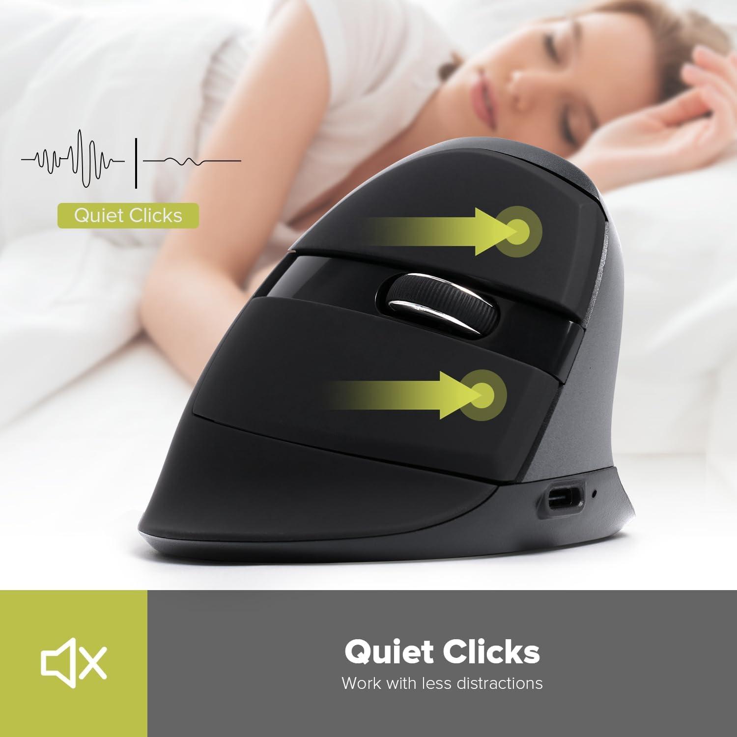 DeLUX Ratón Vertical Inalámbrico Ergonómico 4000 DPI Gris