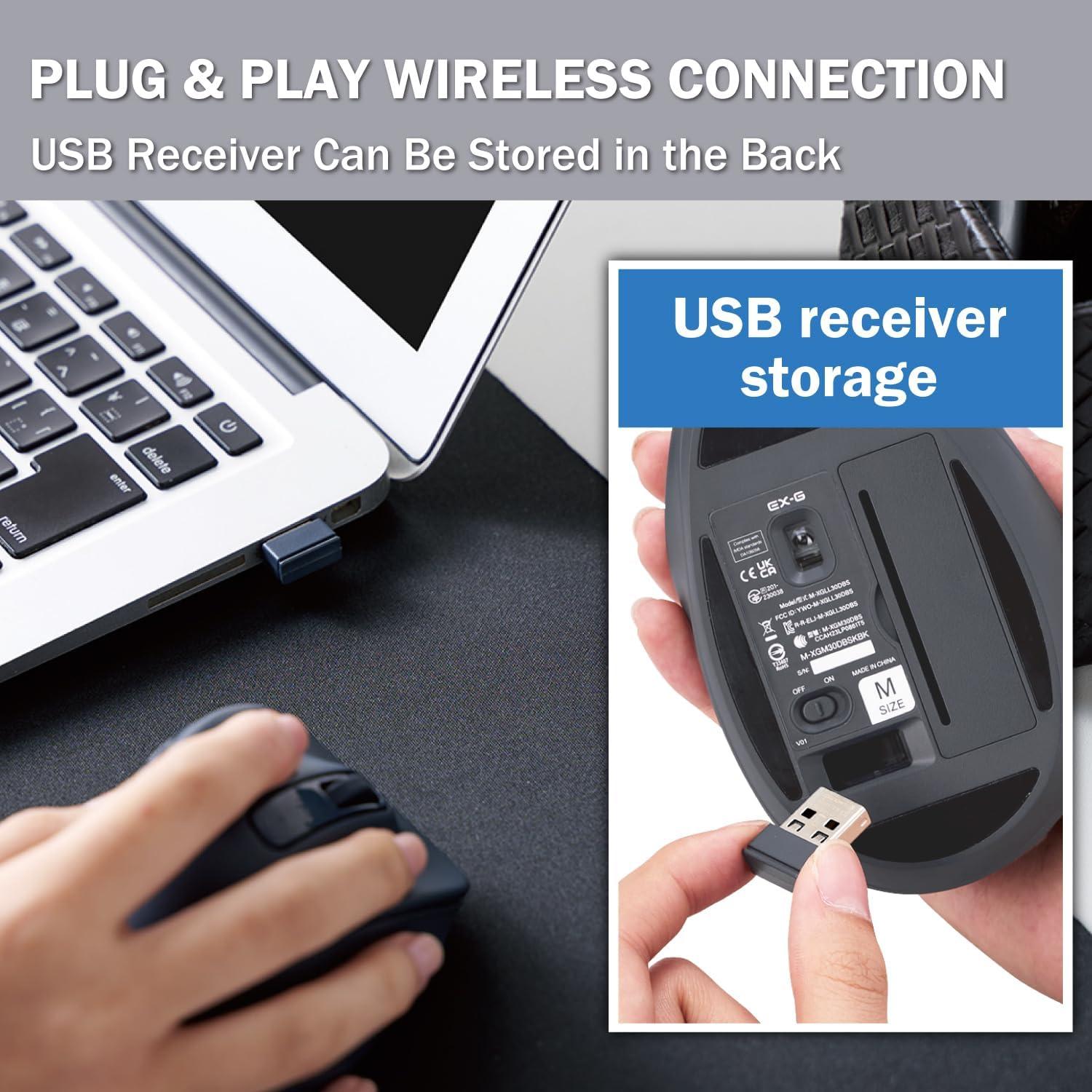 Ratón Ergonómico Inalámbrico ELECOM M-XGM30DBSKBK 2000DPI Negro