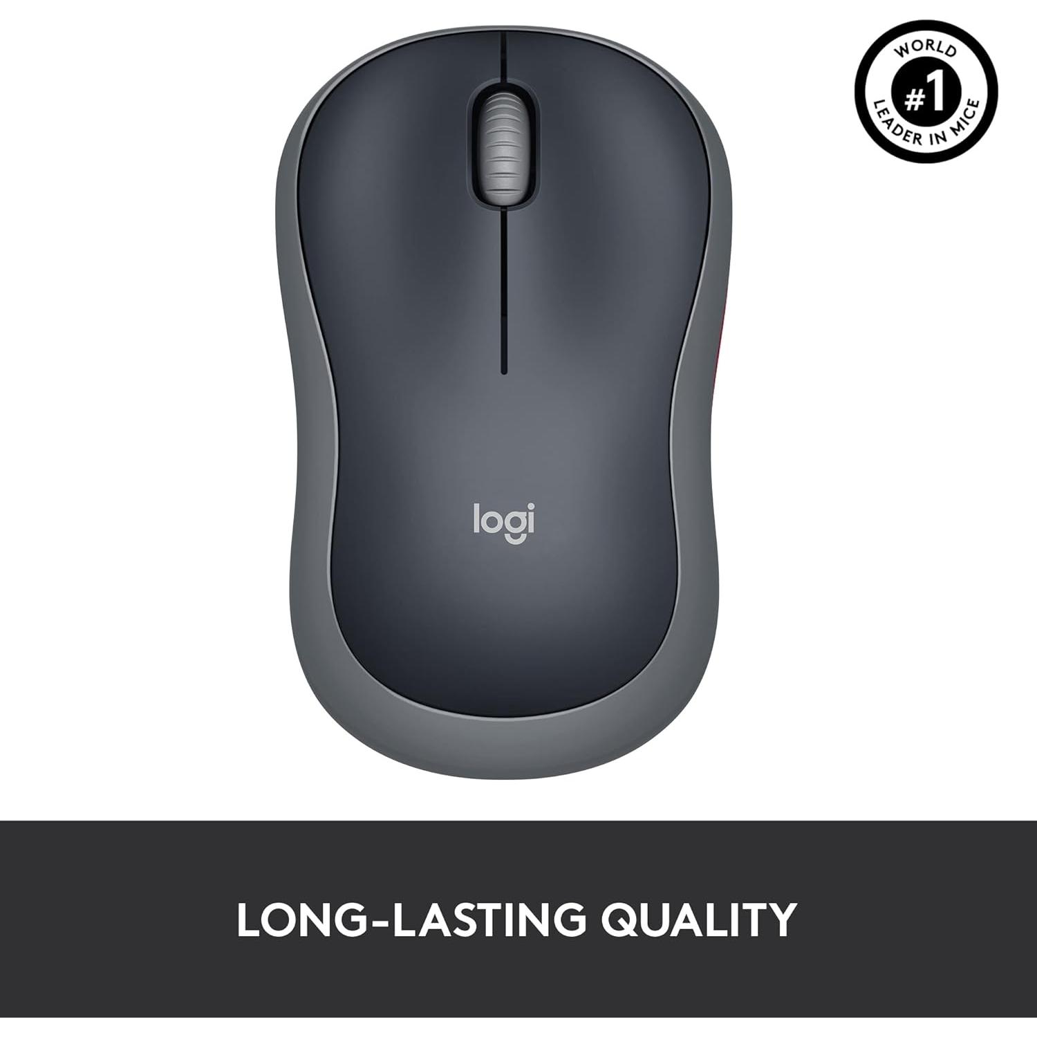 Logitech M185 Ratón Inalámbrico 2.4GHz USB Gris Rápido