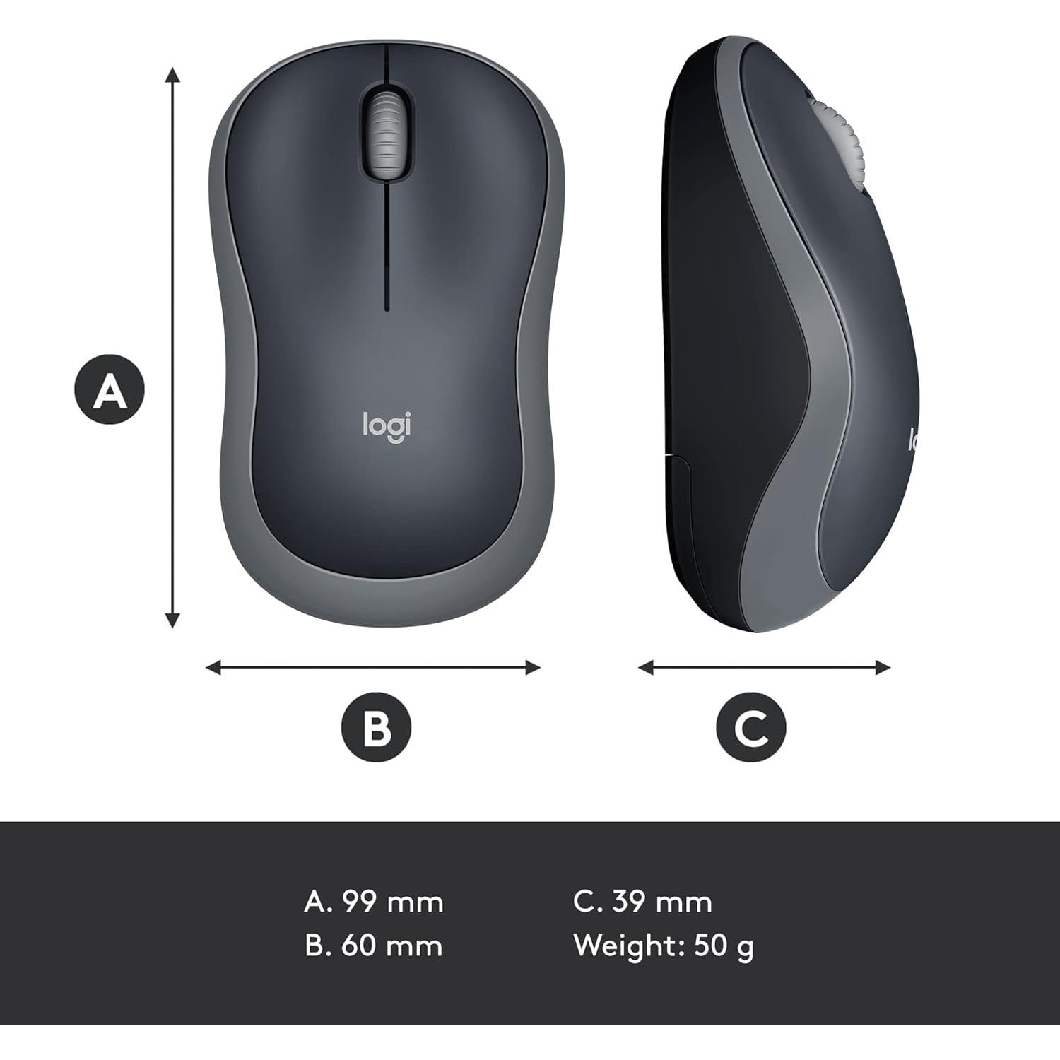 Logitech M185 Ratón Inalámbrico 2.4GHz USB Gris Rápido