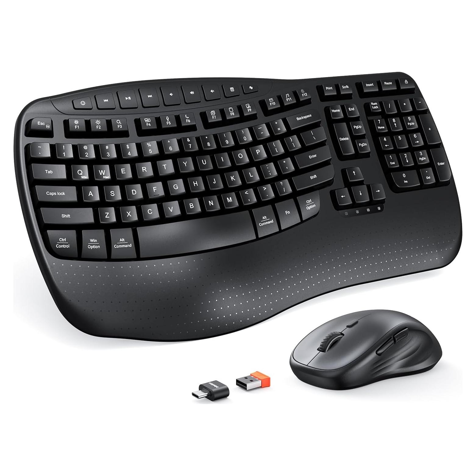 Combo Inalámbrico Teclado y Ratón Ergonómico Meetion Director-D Negro