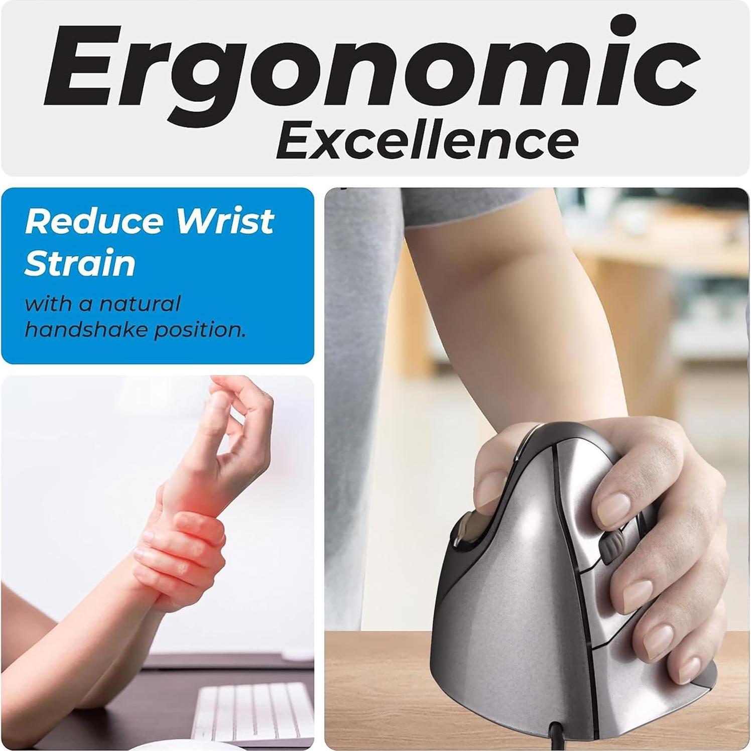 Ratón Ergonómico Evoluent VM4L Vertical para Mano Izquierda USB