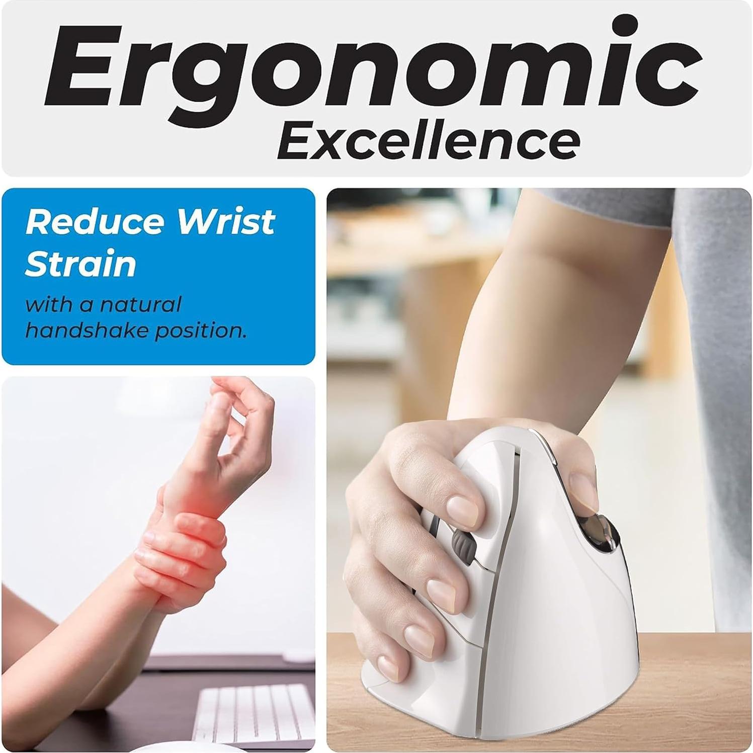 Ratón Ergonómico Evoluent VM4RB Blanco Bluetooth para Mac