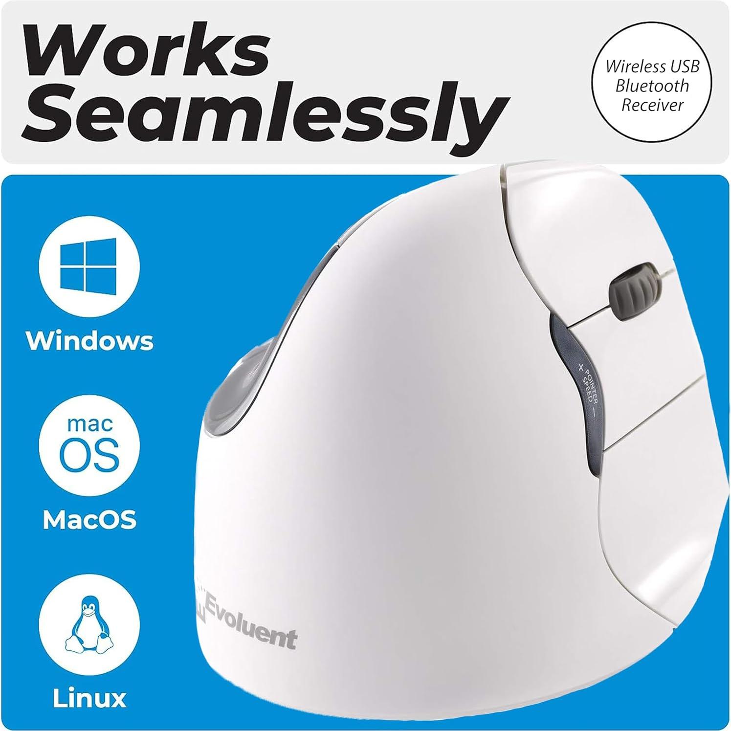 Ratón Ergonómico Evoluent VM4RB Blanco Bluetooth para Mac