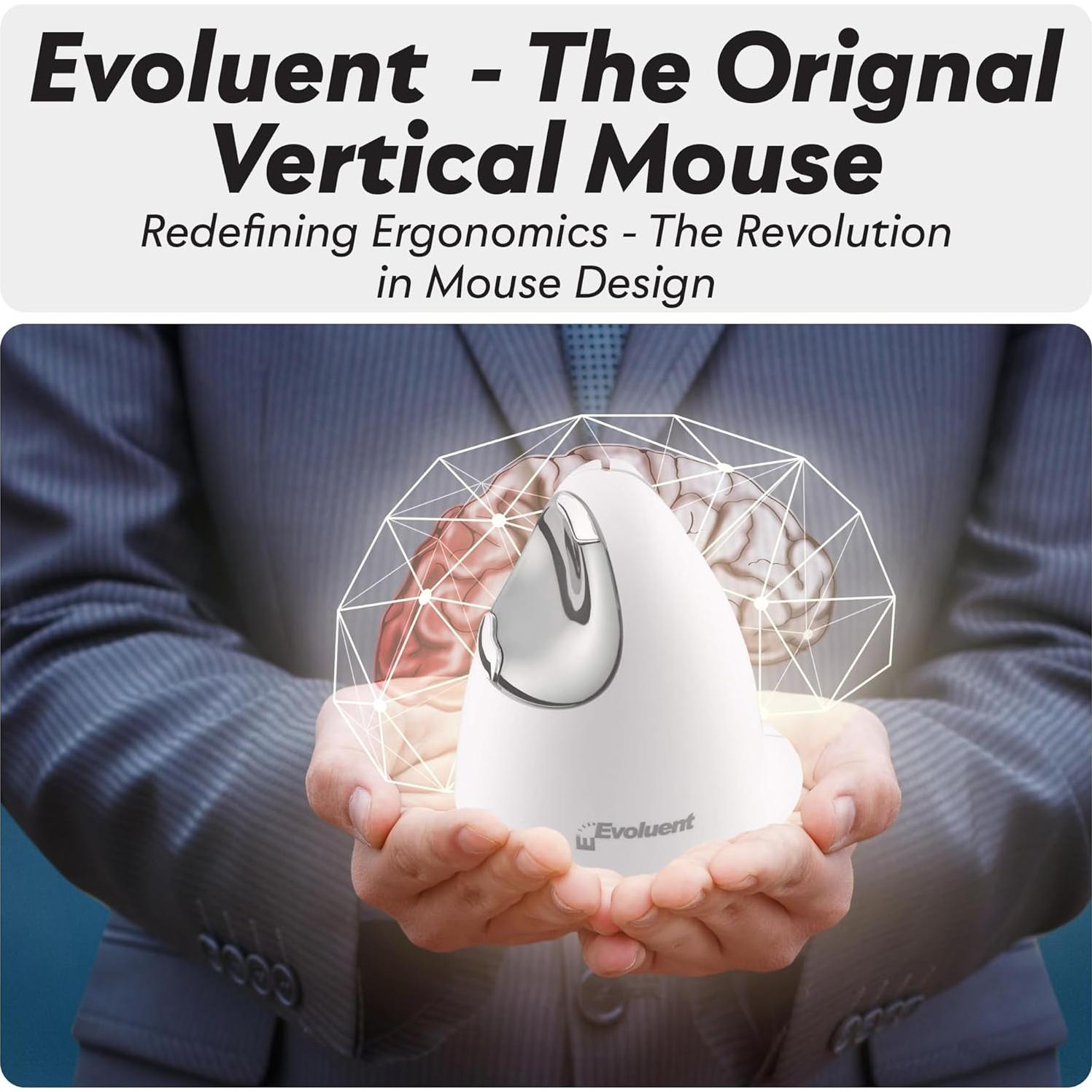 Ratón Ergonómico Evoluent VM4RB Blanco Bluetooth para Mac