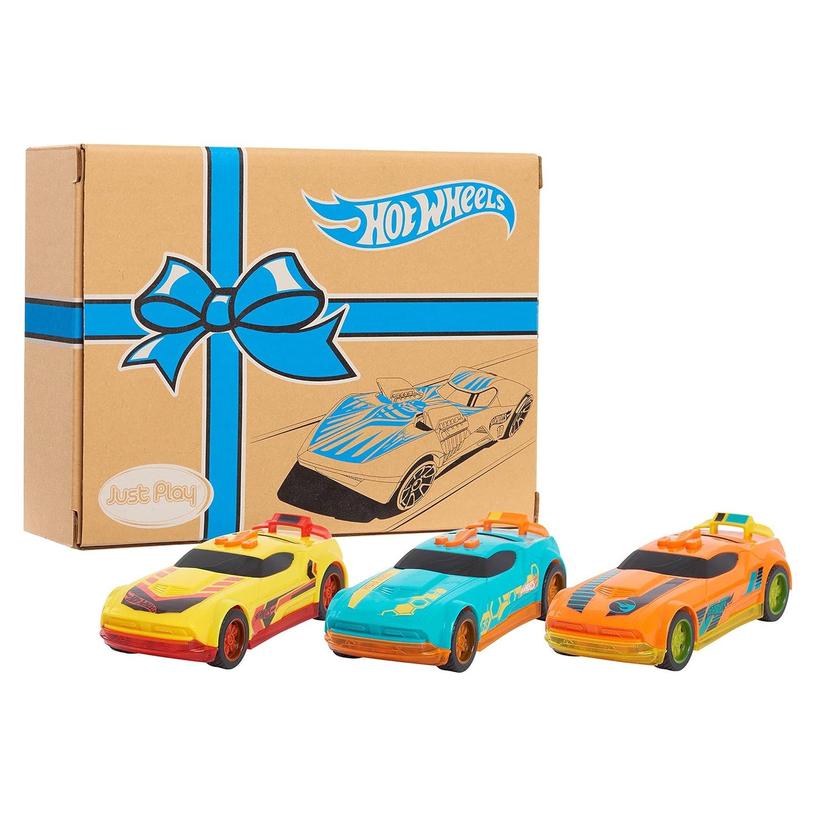 Set de 3 coches Hot Wheels Glow Riders Just Play 6+