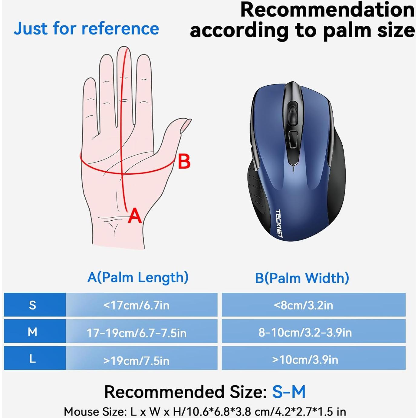Ratón Inalámbrico TECKNET 4800 DPI Bluetooth y USB - Azul