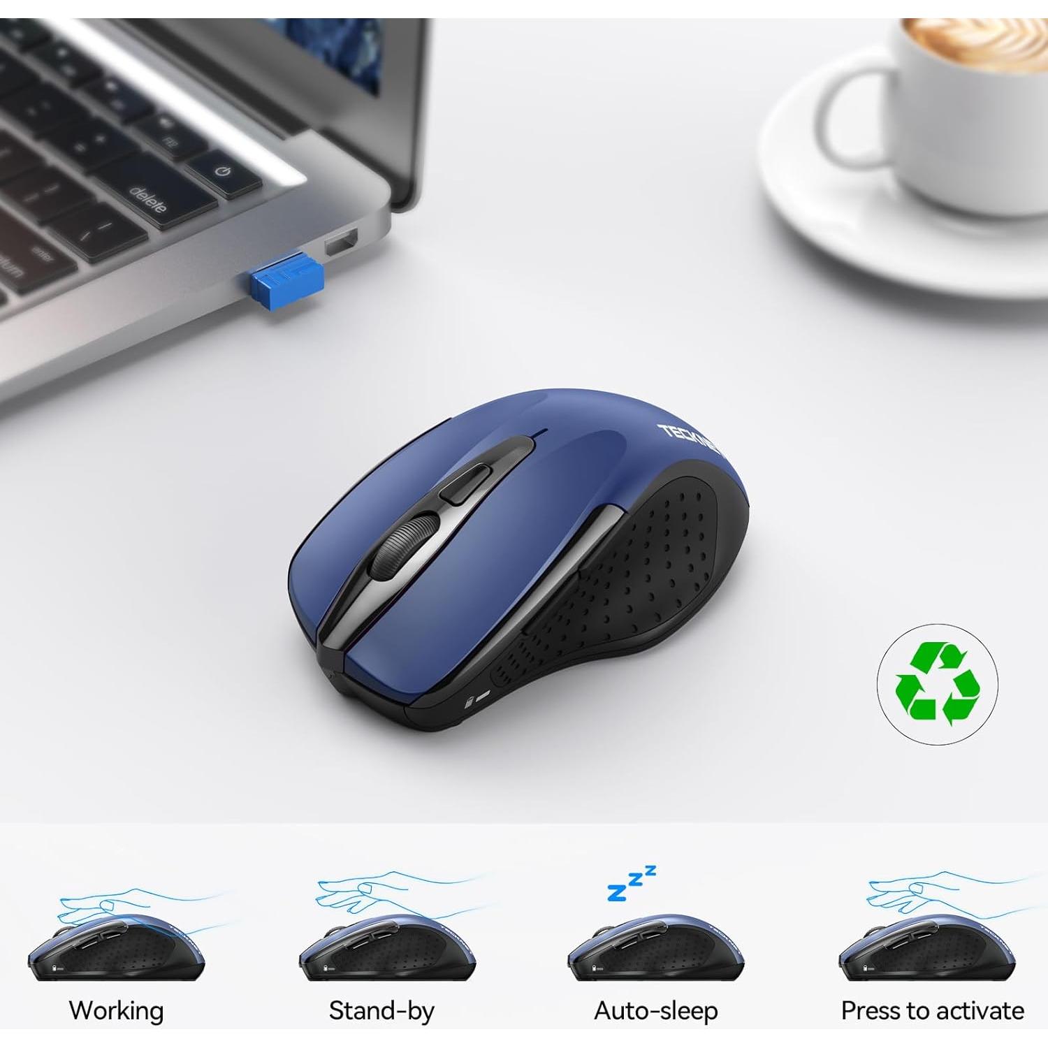 Ratón Inalámbrico TECKNET 4800 DPI Bluetooth y USB - Azul