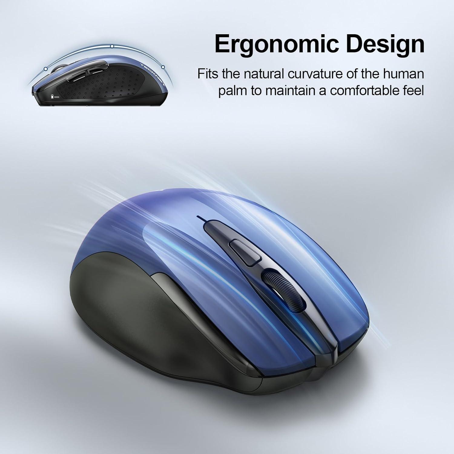 Ratón Inalámbrico TECKNET 4800 DPI Bluetooth y USB - Azul