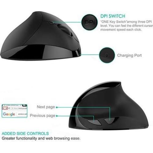 Mouse Ergonómico Vertical Inalámbrico Lekvey Pequeño 2.4GHz