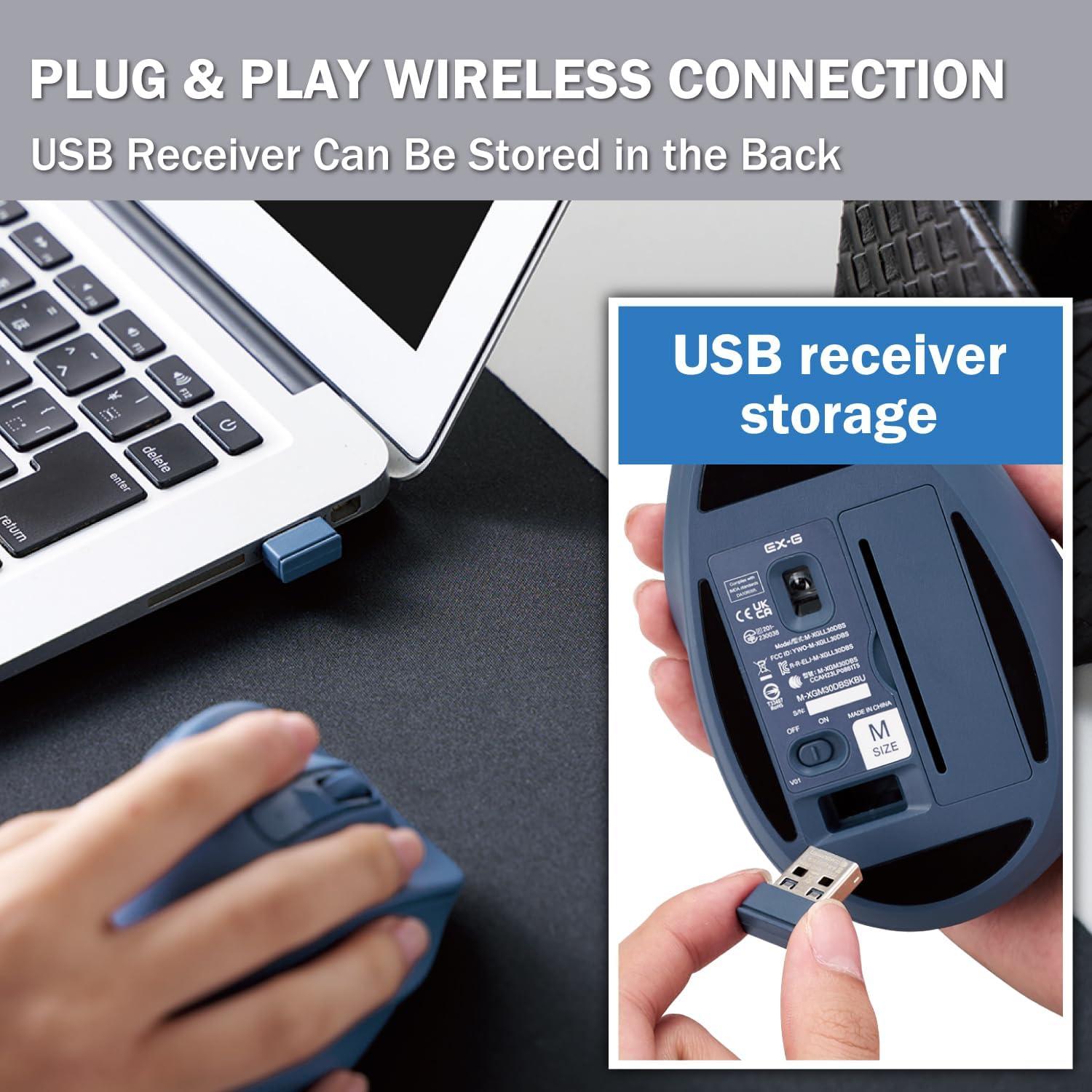 Ratón Inalámbrico Ergonomico ELECOM M-XGM30DBSKBU 2000DPI Azul