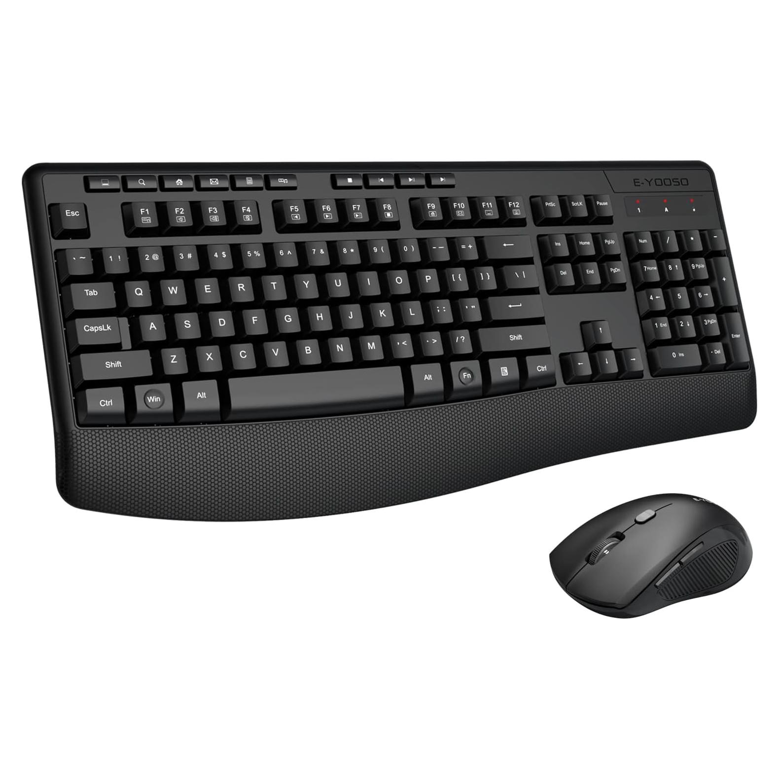 Combo Teclado y Ratón Inalámbrico E-YOOSO Ergonómico Negro