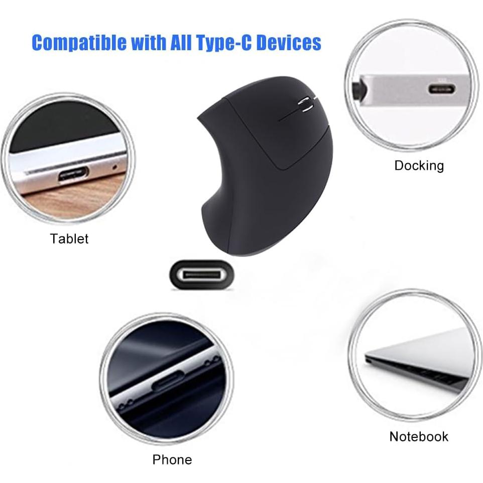 Ratón Inalámbrico Ergonómico Fonicer Tipo C Negro