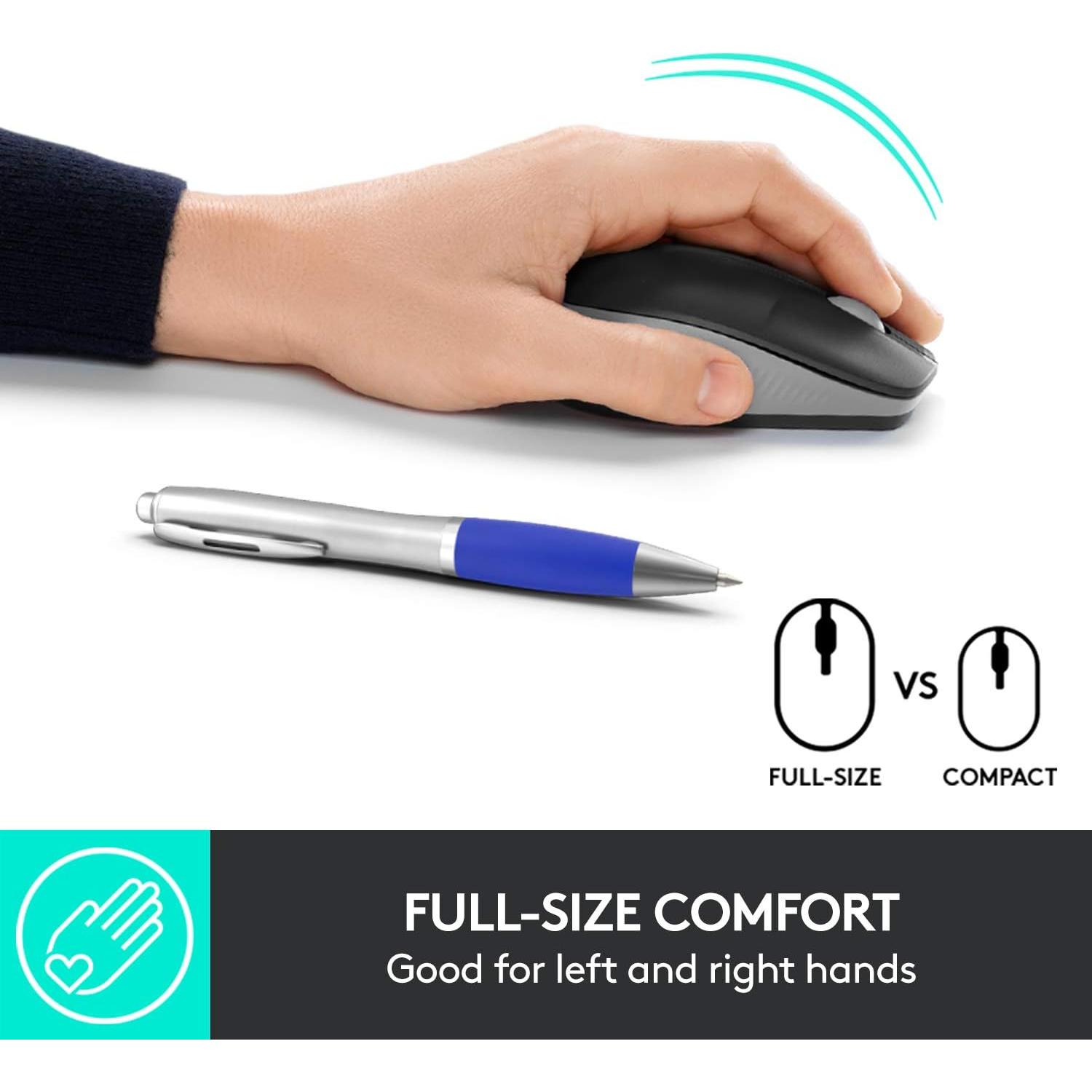 Mouse Inalámbrico Logitech M190 - Diseño Ergonómico Gris Medio