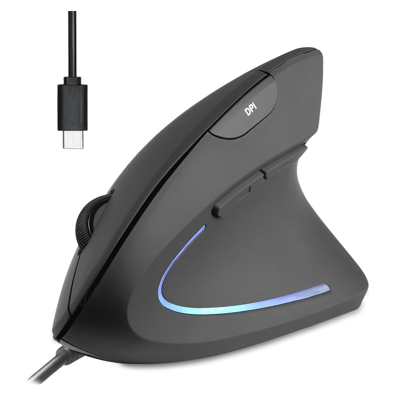 Ratón Vertical USB-C Perixx PERIMICE-513C 6 Botones DPI Ajustable