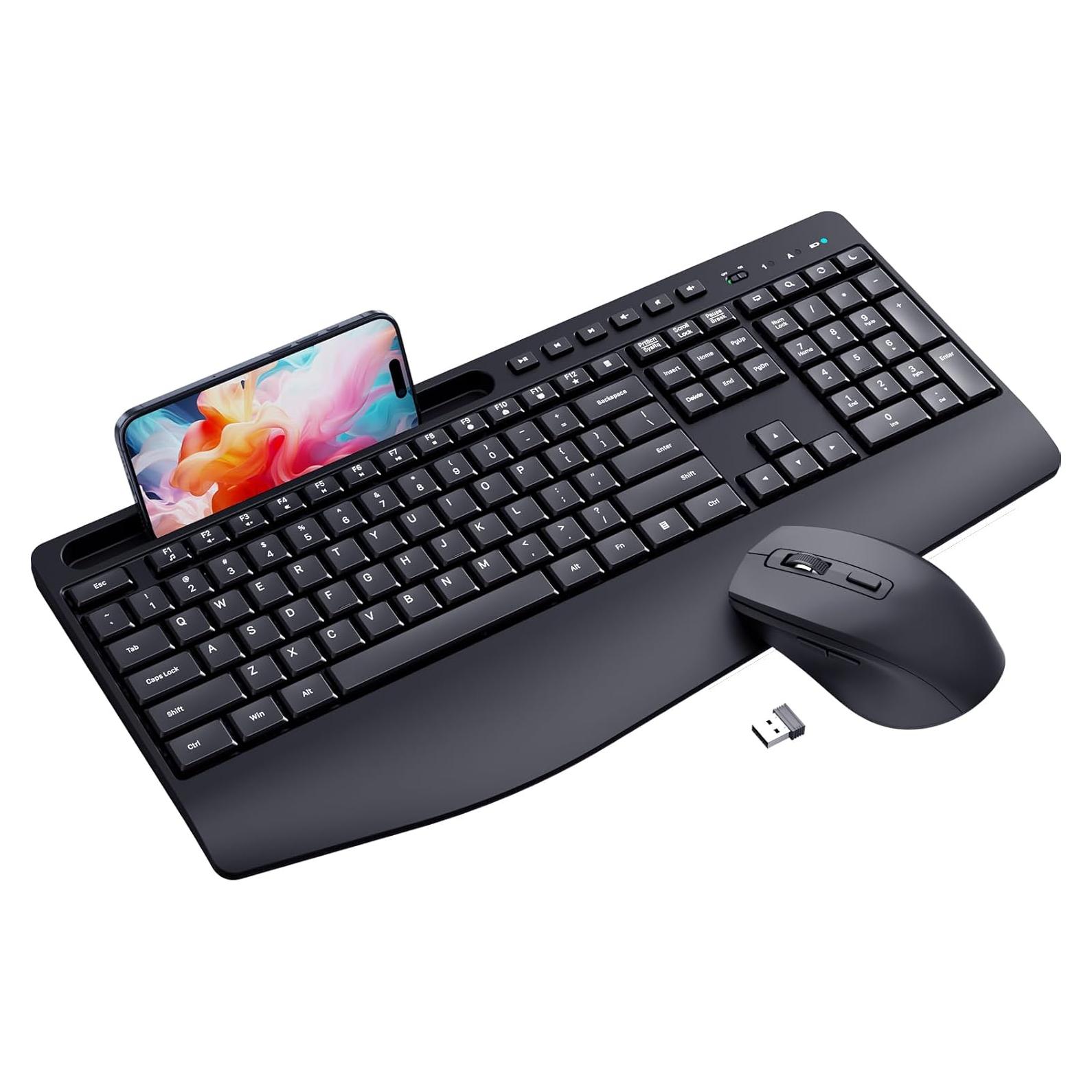 Combo Teclado y Ratón Inalámbricos Ergonómicos LIZRROT Negro