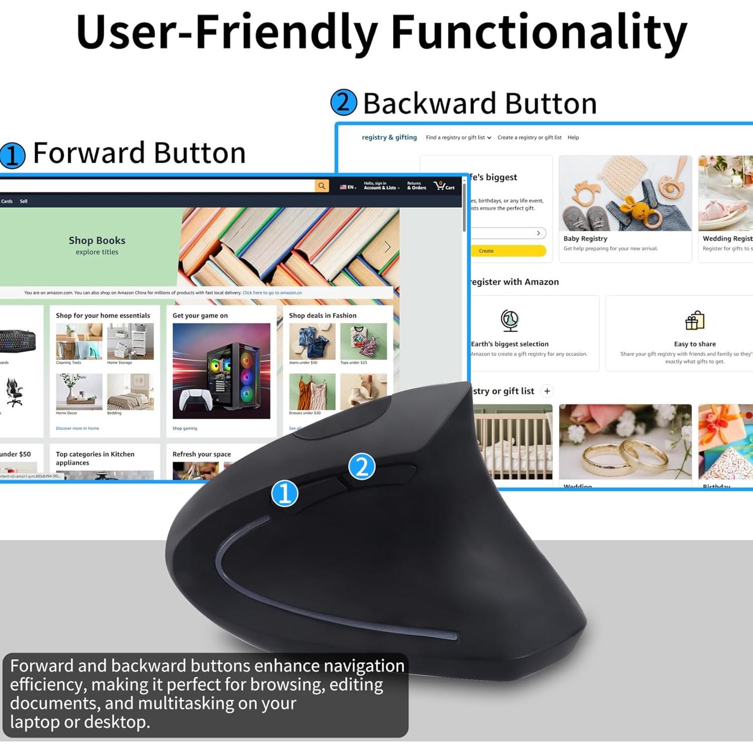 Ratón Vertical Inalámbrico Ergonómico Dtobhars 2.4GHz USB/Type-C